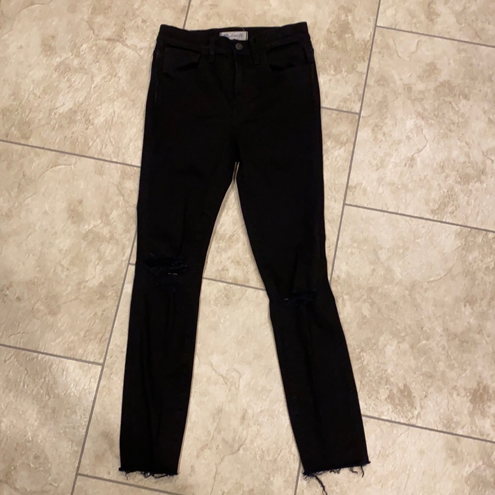 Madewell 10” high rise skinny black jeans 25